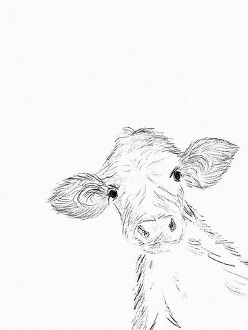 Hello Cow White Modern Wood Framed Art Print with Double Matting by Straatsma, Leah