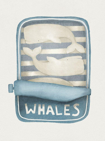 Whales in a Tin White Modern Wood Framed Art Print with Double Matting by Straatsma, Leah