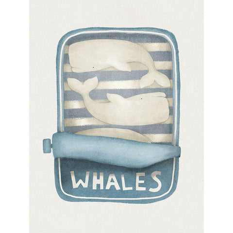 Whales in a Tin White Modern Wood Framed Art Print by Straatsma, Leah