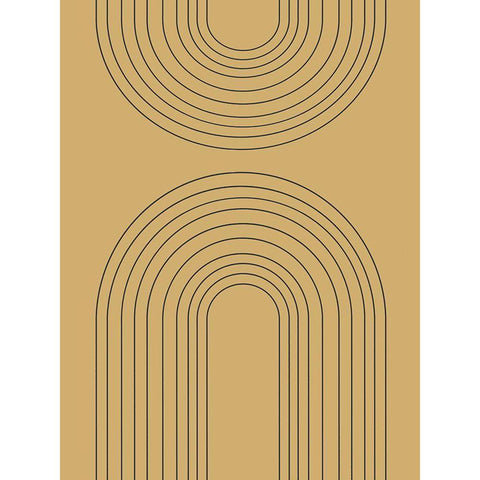 Abstract Rainbow Ochre Gold Ornate Wood Framed Art Print with Double Matting by Straatsma, Leah