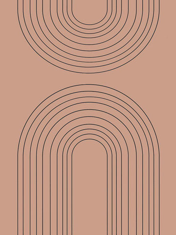 Abstract Rainbow Dusty Coral Black Ornate Wood Framed Art Print with Double Matting by Straatsma, Leah