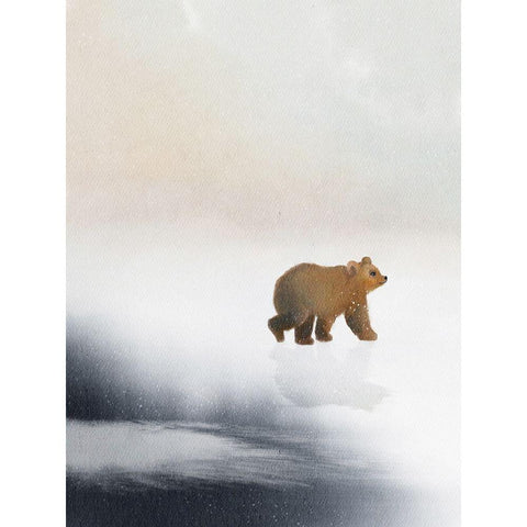 Bear On Ice Black Modern Wood Framed Art Print with Double Matting by Straatsma, Leah