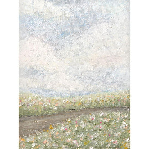 Pastel Oil Floral Fields White Modern Wood Framed Art Print by Straatsma, Leah