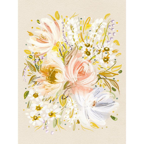 Beths Garden Muted Mustard Gold Ornate Wood Framed Art Print with Double Matting by Straatsma, Leah