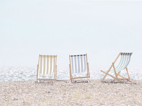 Beach Chairs White Modern Wood Framed Art Print with Double Matting by Straatsma, Leah