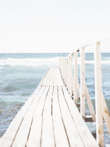 Beach Boardwalk Coastal 1 White Modern Wood Framed Art Print with Double Matting by Straatsma, Leah