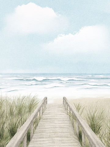 Wooden Path To The Beach White Modern Wood Framed Art Print with Double Matting by Straatsma, Leah