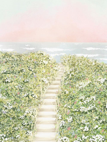 Floral Path To The Beach White Modern Wood Framed Art Print with Double Matting by Straatsma, Leah