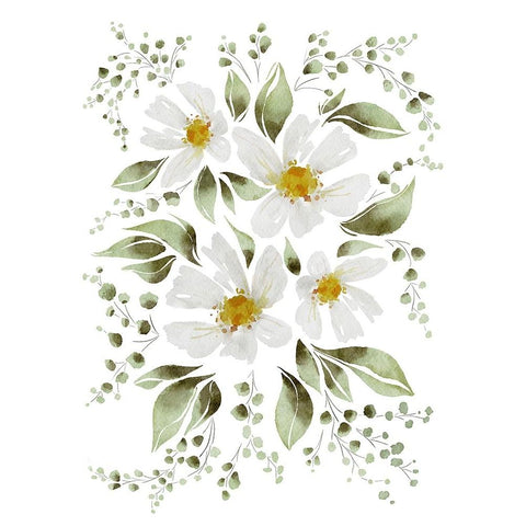 The White Flowers Gold Ornate Wood Framed Art Print with Double Matting by Straatsma, Leah