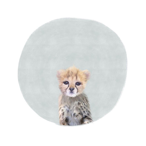 Baby Cheetah Gray White Modern Wood Framed Art Print with Double Matting by Straatsma, Leah