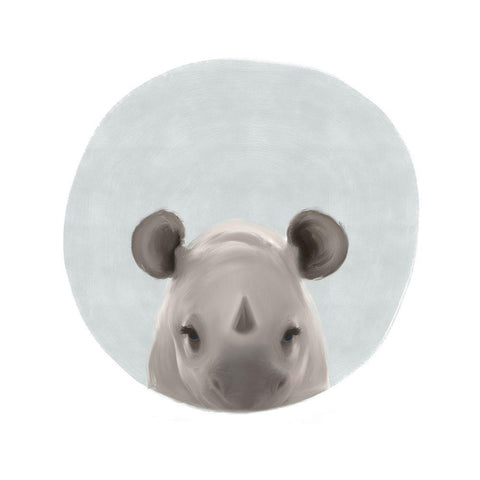 Baby Rhino Gray Black Modern Wood Framed Art Print with Double Matting by Straatsma, Leah