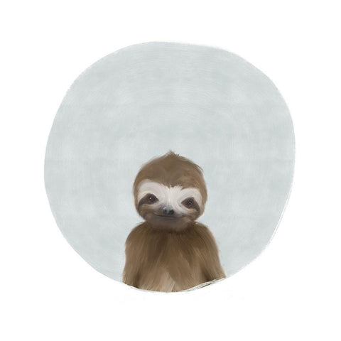 Baby Sloth Gray Black Modern Wood Framed Art Print with Double Matting by Straatsma, Leah