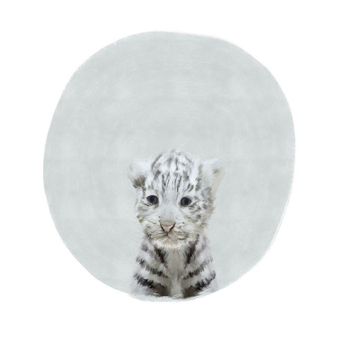 Baby White Tiger Gray Black Ornate Wood Framed Art Print with Double Matting by Straatsma, Leah