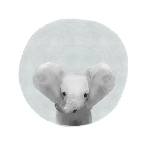 Circle Elephant Gray Black Modern Wood Framed Art Print with Double Matting by Straatsma, Leah