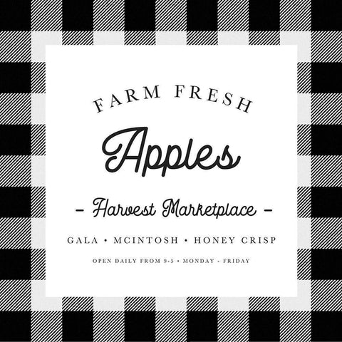 Farm Fresh Apples Buffalo Check White Modern Wood Framed Art Print with Double Matting by Straatsma, Leah