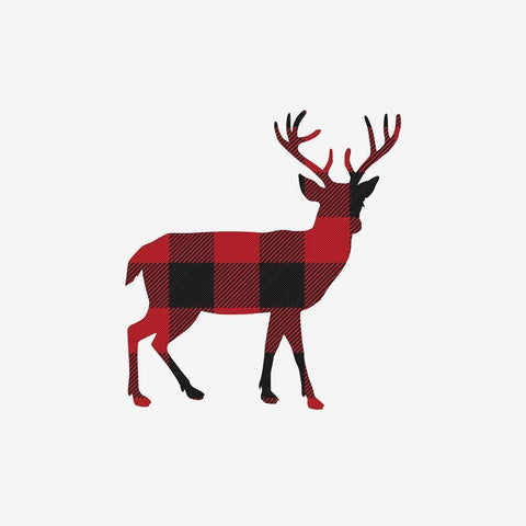 Buffalo Plaid Deer White Modern Wood Framed Art Print by Straatsma, Leah