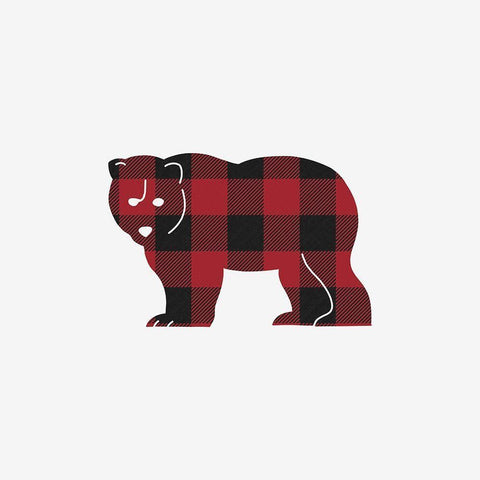 Buffalo Plaid Bear White Modern Wood Framed Art Print by Straatsma, Leah