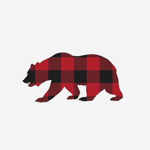 Buffalo Plaid Bear White Modern Wood Framed Art Print by Straatsma, Leah