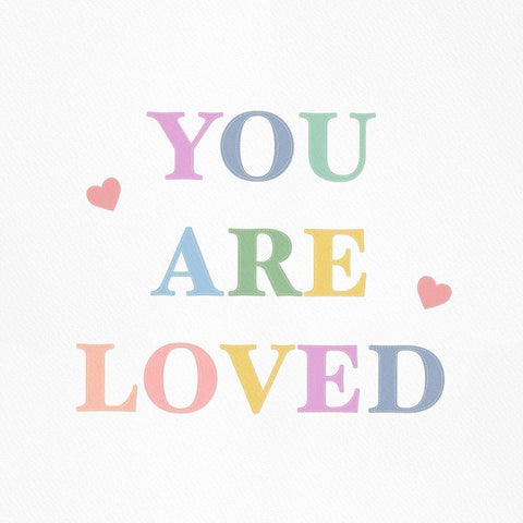 You Are Loved Fabric Pastels 1 White Modern Wood Framed Art Print with Double Matting by Straatsma, Leah