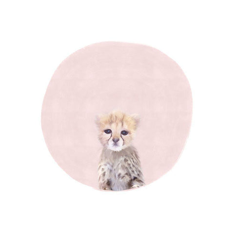 Baby Cheetah Pink White Modern Wood Framed Art Print by Straatsma, Leah