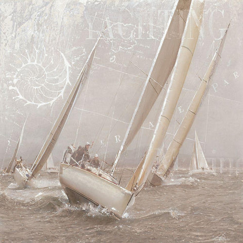 Sailboat Races II White Modern Wood Framed Art Print by Unknown