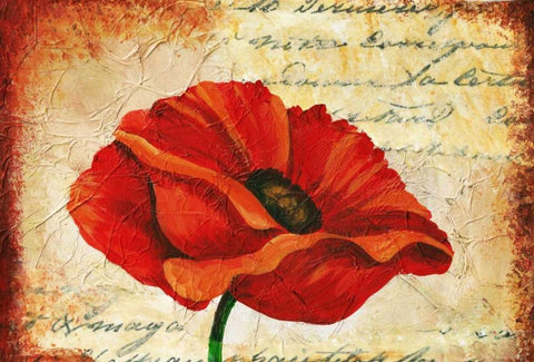 Poppy Script Black Ornate Wood Framed Art Print with Double Matting by Budd, Tiffany