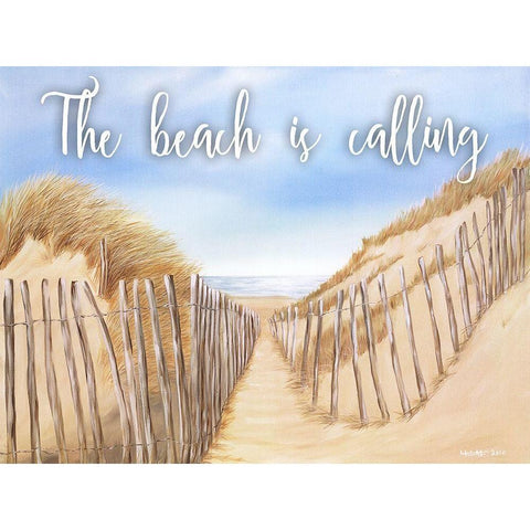 Beach Calling Gold Ornate Wood Framed Art Print with Double Matting by May