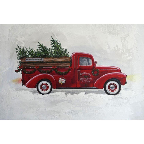 X-Mas Truck Green Hill Gold Ornate Wood Framed Art Print with Double Matting by Holzner, Renate