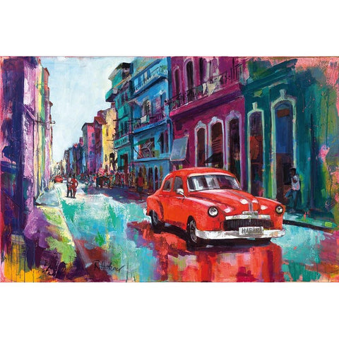 Dancing In The Streets Of Havana Gold Ornate Wood Framed Art Print with Double Matting by Holzner, Renate