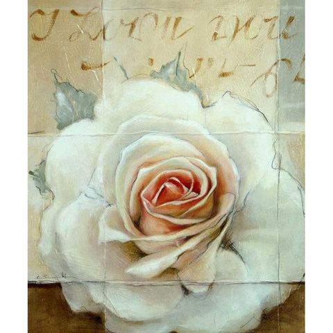 Frosted Rose 2 Gold Ornate Wood Framed Art Print with Double Matting by May