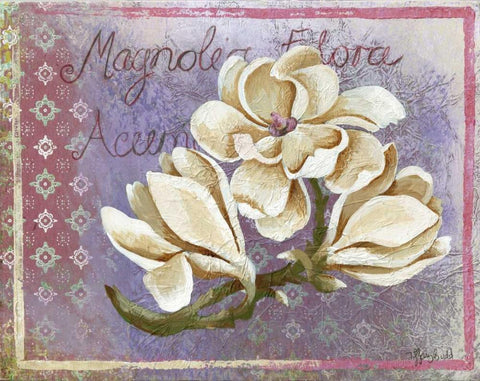 Magnolia Black Ornate Wood Framed Art Print with Double Matting by Budd, Tiffany
