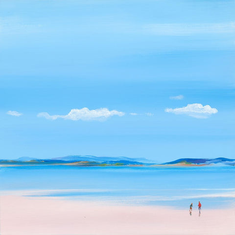 At The Beach 1 White Modern Wood Framed Art Print with Double Matting by Hasen, Jan