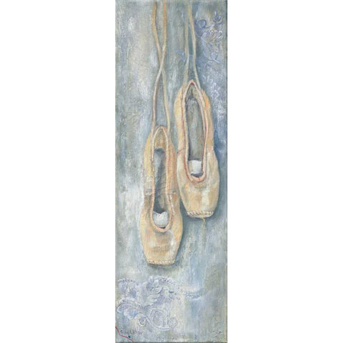 Hanging Ballerina Shoes Black Modern Wood Framed Art Print with Double Matting by May