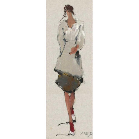 Casual Strolling Two White Modern Wood Framed Art Print by May