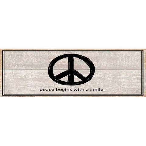 Peace Begins With A Smile White Modern Wood Framed Art Print by May