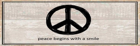 Peace Begins With A Smile Black Ornate Wood Framed Art Print with Double Matting by May