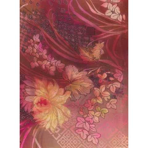 Marooned Florals D Gold Ornate Wood Framed Art Print with Double Matting by May