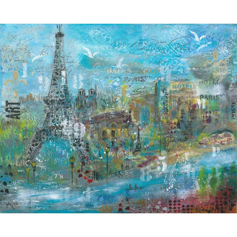 Paris in the Afternoon White Modern Wood Framed Art Print by May