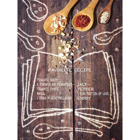 Favorite Recipe Gold Ornate Wood Framed Art Print with Double Matting by May