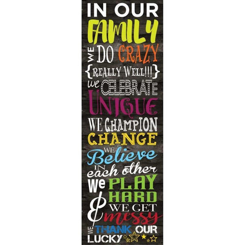 In Our Family Panel Primary 1  Black Modern Wood Framed Art Print by Hogan, Melody