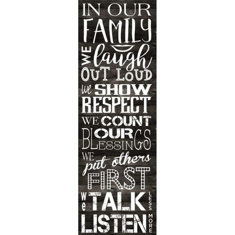 In Our Family Panel 2 Black Modern Wood Framed Art Print with Double Matting by Hogan, Melody
