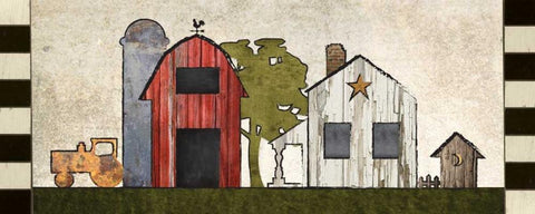 Primitive Countryside 3 Black Ornate Wood Framed Art Print with Double Matting by Hogan, Melody