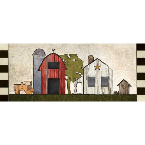 Primitive Countryside 3 Black Modern Wood Framed Art Print with Double Matting by Hogan, Melody