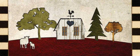 Primitive Countryside 4 White Modern Wood Framed Art Print with Double Matting by Hogan, Melody