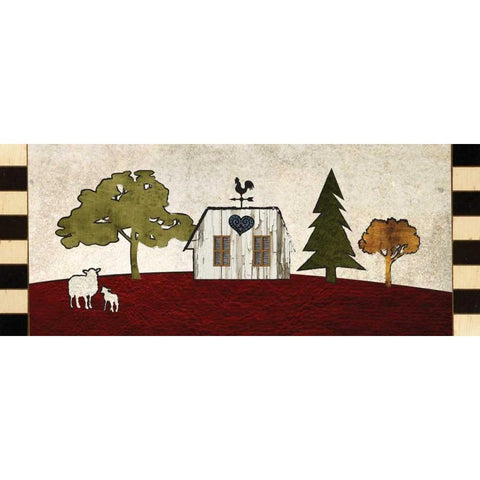 Primitive Countryside 4 White Modern Wood Framed Art Print by Hogan, Melody