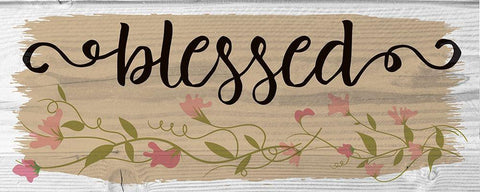 Curly Cue Blessed Floral 1 Black Ornate Wood Framed Art Print with Double Matting by Hogan, Melody
