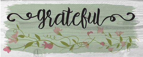 Curly Cue Grateful Color 2 Black Ornate Wood Framed Art Print with Double Matting by Hogan, Melody