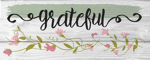 Curly Cue Grateful Floral 2 White Modern Wood Framed Art Print with Double Matting by Hogan, Melody