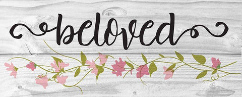 Curly Cue Beloved Floral 3 White Modern Wood Framed Art Print with Double Matting by Hogan, Melody