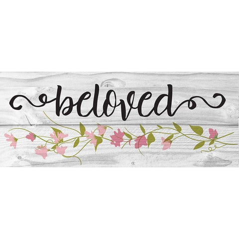 Curly Cue Beloved Floral 3 Black Modern Wood Framed Art Print with Double Matting by Hogan, Melody